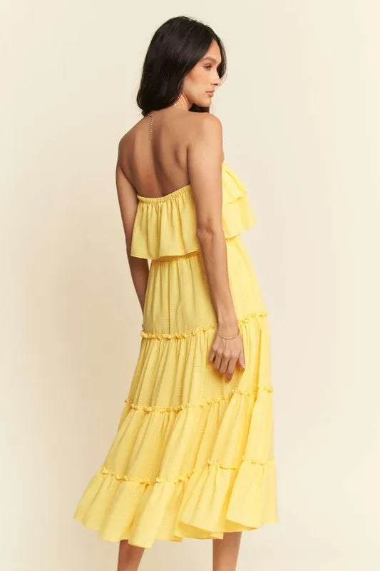 Davi & Dani Tiered Flowing Tube Midi Dress - Brittney MADE