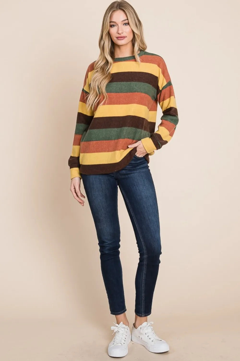 BOMBOM Multi-Color Striped Knit Top - Brittney MADE