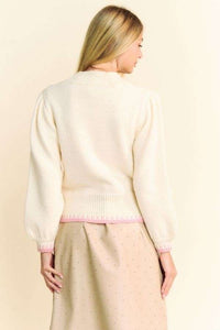 Davi & Dani Flower Patch Fuzzy Mock Neck Sweater - Brittney MADE