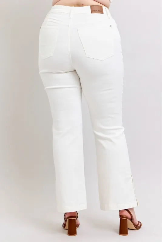 Judy Blue Full Size High Waist Side Slit Slim Bootcut Jeans Plus Size - Brittney MADE