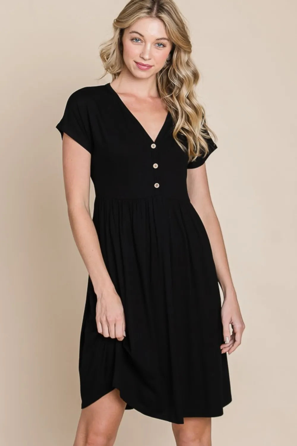 BOMBOM V-Neck Short Sleeve Dress - Brittney MADE
