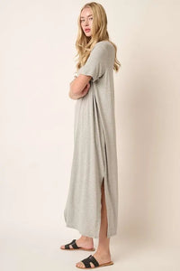 Mittoshop Side Slit Round Neck Short Sleeve Dress - Brittney MADE