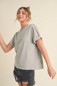 Aemi + Co Exposed Seam Round Neck Short Sleeve T-Shirt - Brittney MADE