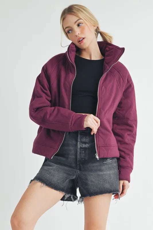 Aemi+Co Zip Up Raglan Sleeve Quilted Jacket - Brittney MADE