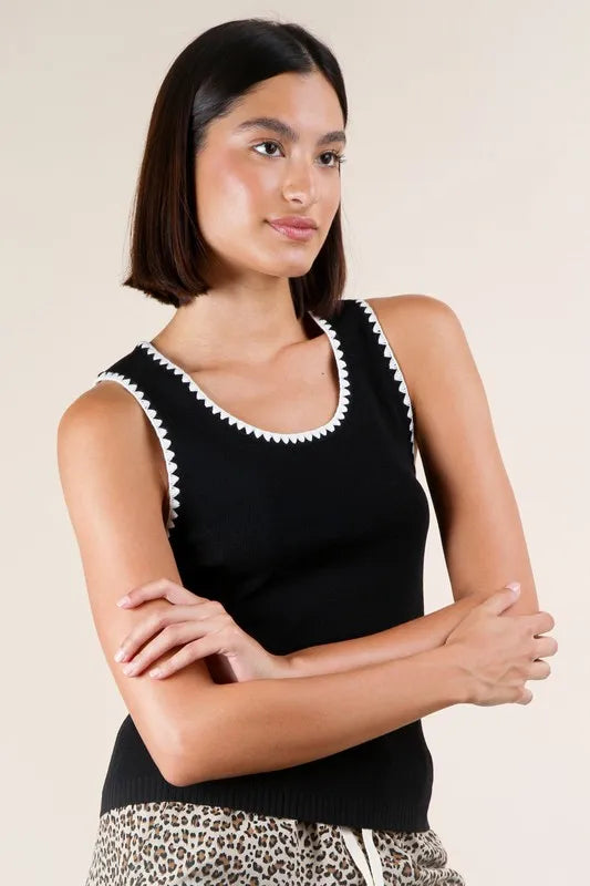 VERY J Blanket Style Sleeveless Knit Tank - Brittney MADE