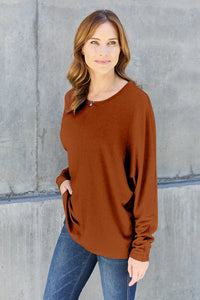 Double Take Full Size Round Neck Long Sleeve T-Shirt - Brittney MADE