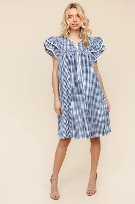 Haptics Double Ruffle Sleeve Dress with Side Pockets - Brittney MADE