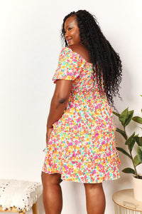 Devine Smocked Sweetheart Neck Flounce Sleeve Mini Dress - Brittney MADE