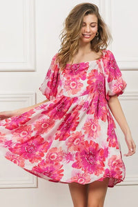 BiBi Floral Square Neck Puff Sleeve Mini Dress - Brittney MADE