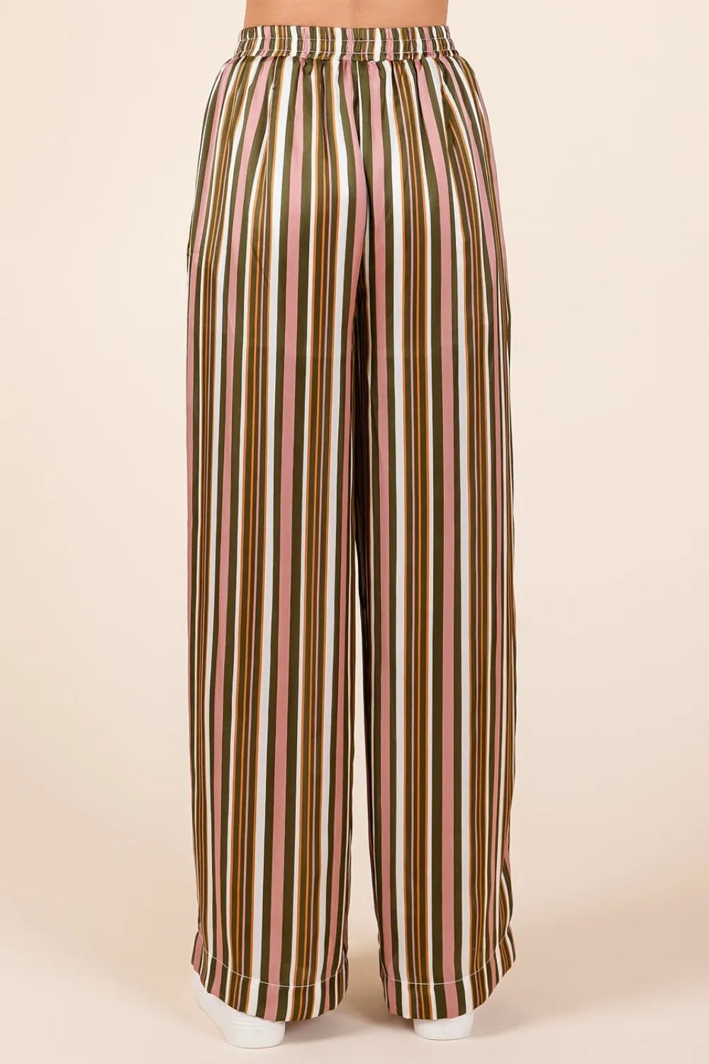 Mittoshop Striped Satin Elastic Waist Wide Leg Pants - Brittney MADE