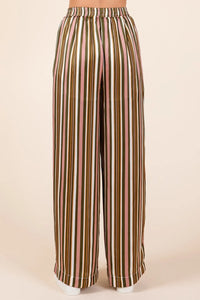 Mittoshop Striped Satin Elastic Waist Wide Leg Pants - Brittney MADE
