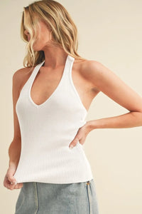 Aemi + Co Ribbed Halter Neck Cami - Brittney MADE
