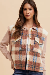 Annie Wear Faux Fur Plaid Button Up Jacket - Brittney MADE