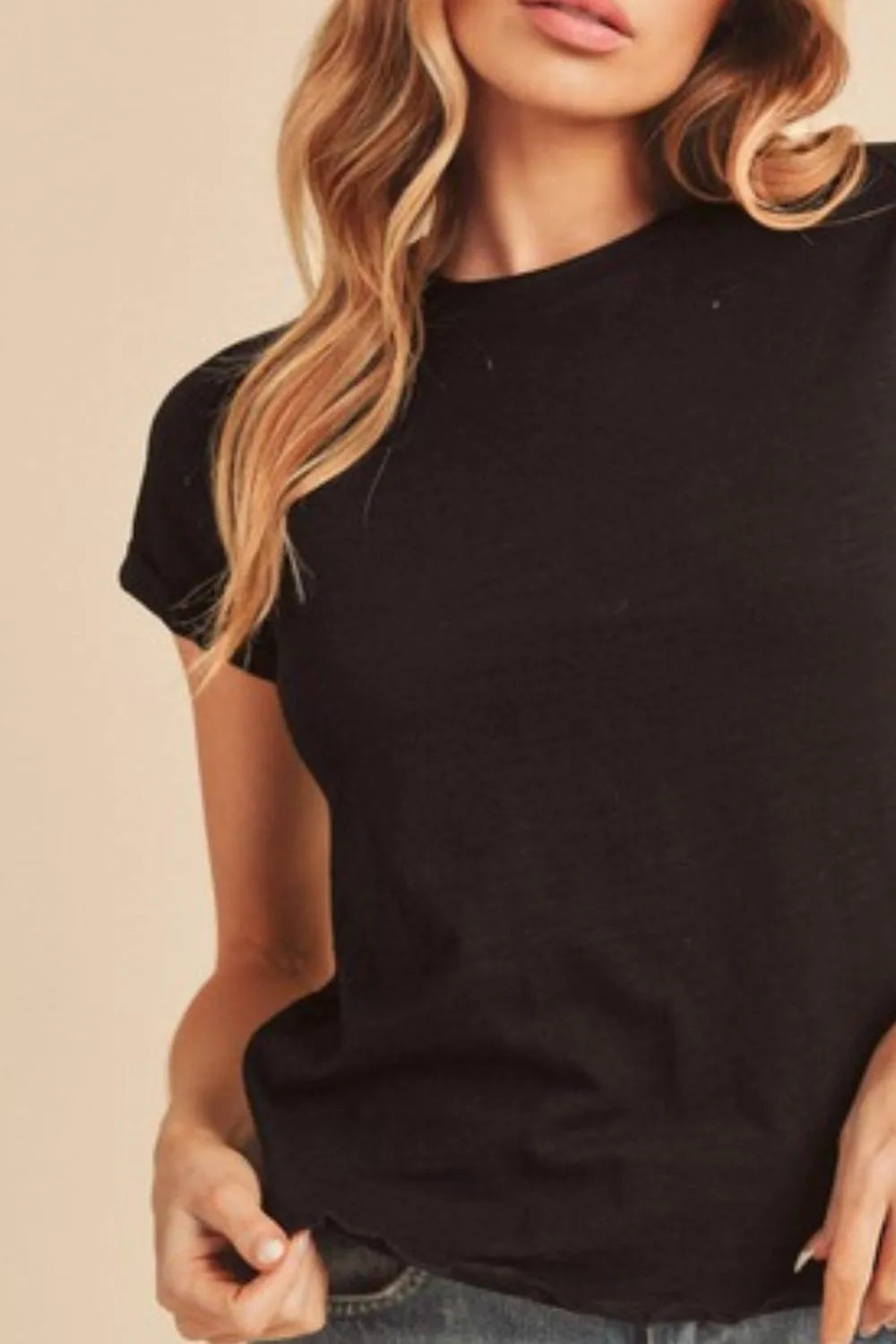 Aemi + Co Lettuce Edge Round Neck Short Sleeve T-Shirt - Brittney MADE