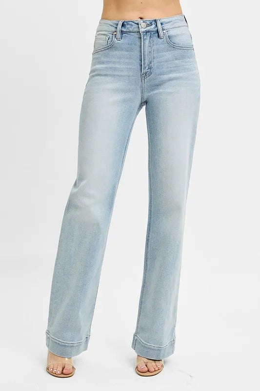 RISEN Full Size Run High Rise Straight Jeans - Brittney MADE