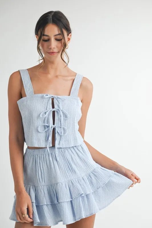 MABLE Gingham Plaid Crop Top and Mini Skirt Set - Brittney MADE