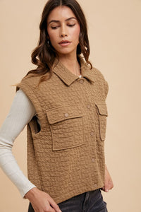 Annie Wear Puzzle Quilted Snap Down Vest Coat - Brittney MADE