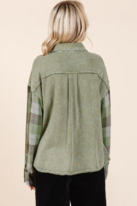 Mittoshop Button Down Contrast Plaid Patchwork Shacket - Brittney MADE