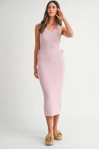 MABLE Crochet Side Lace Up Knit Midi Dress - Brittney MADE