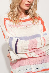 And The Why Abstract Striped Light Weight Loose Sweater - Brittney MADE