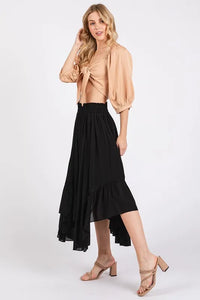 Mittoshop Handkerchief Hem Elastic Waist Pocket Midi Skirt - Brittney MADE