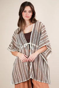 VERY J Striped Poncho Boho Cardigan - Brittney MADE