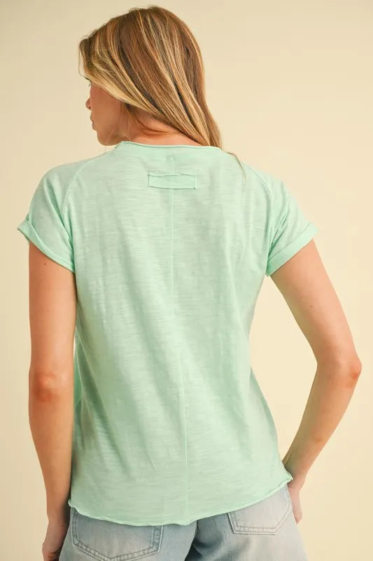 Aemi + Co Lettuce Edge Round Neck Short Sleeve T-Shirt - Brittney MADE