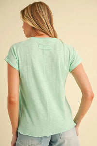 Aemi + Co Lettuce Edge Round Neck Short Sleeve T-Shirt - Brittney MADE