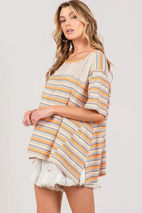 SAGE+FIG Accent Striped with Star Applique T-Shirt - Brittney MADE