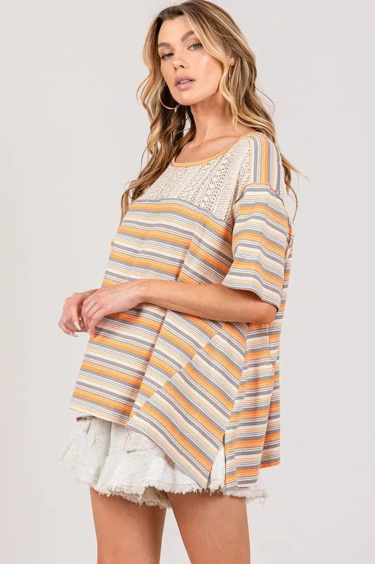 SAGE+FIG Accent Striped with Star Applique T-Shirt - Brittney MADE