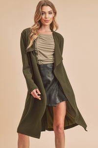 Aemi + Co Open Front Long Sleeve Longline Coat - Brittney MADE