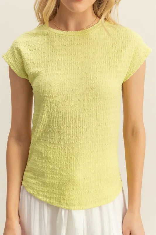 HYFVE Textured Round Neck Cap Sleeve Knit Top - Brittney MADE