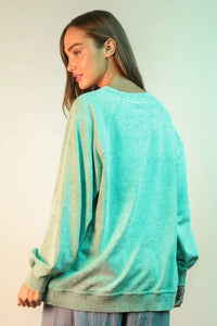 VERY J Plus Size Lace Trim Detail Mineral Washed Knit Top - Brittney MADE