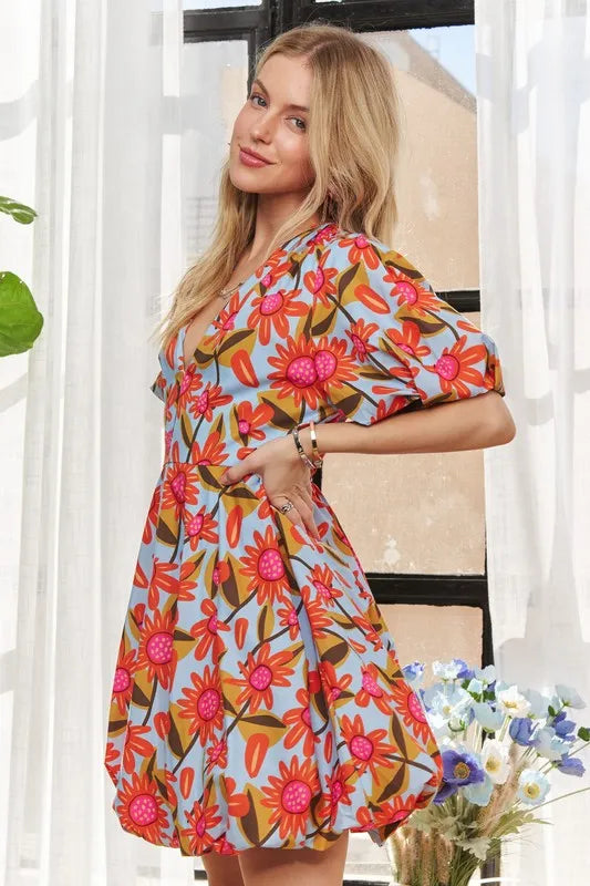 ADORA Puff Sleeve Floral Dress - Brittney MADE