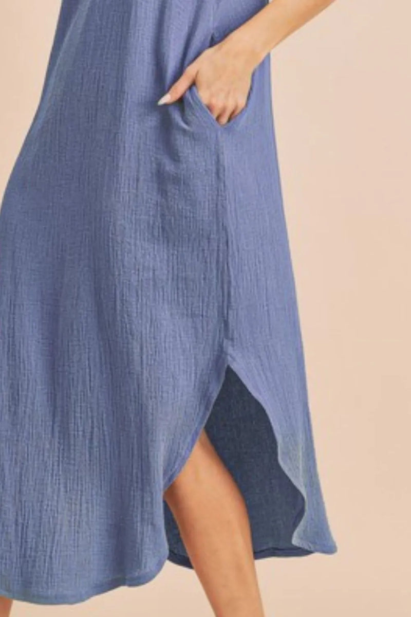 Aemi + Co Round Neck Midi Tank Dress with Pockets - Brittney MADE
