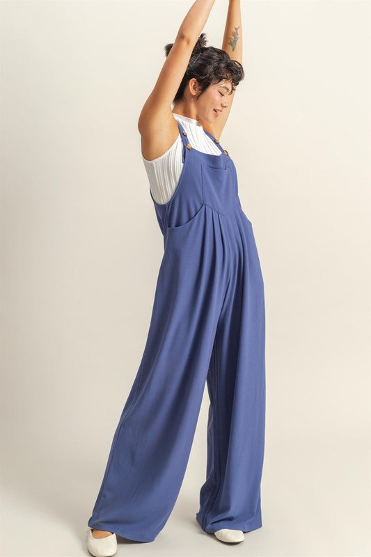HYFVE Pleated Detail Front Pocket Wide Strap Overalls - Brittney MADE