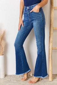 Kancan High Rise Raw Hem Flare Jeans - Brittney MADE
