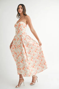 MABLE Sweetheart Neckline Floral Printed Midi Dress - Brittney MADE