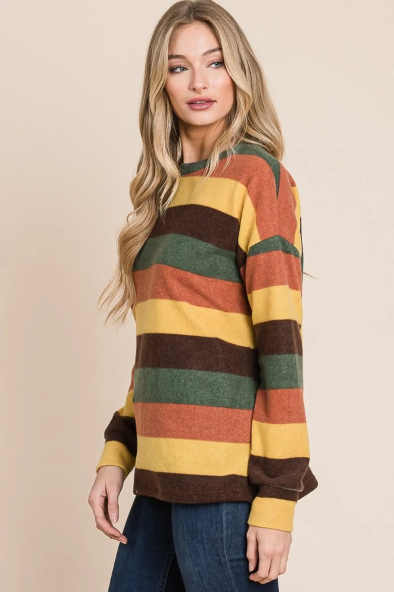 BOMBOM Multi-Color Striped Knit Top - Brittney MADE
