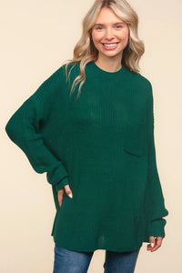 Haptics Full Size Mock Neck Side Slit Knit Top - Brittney MADE