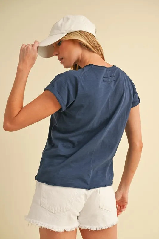 Aemi + Co Lettuce Edge Round Neck Short Sleeve T-Shirt - Brittney MADE