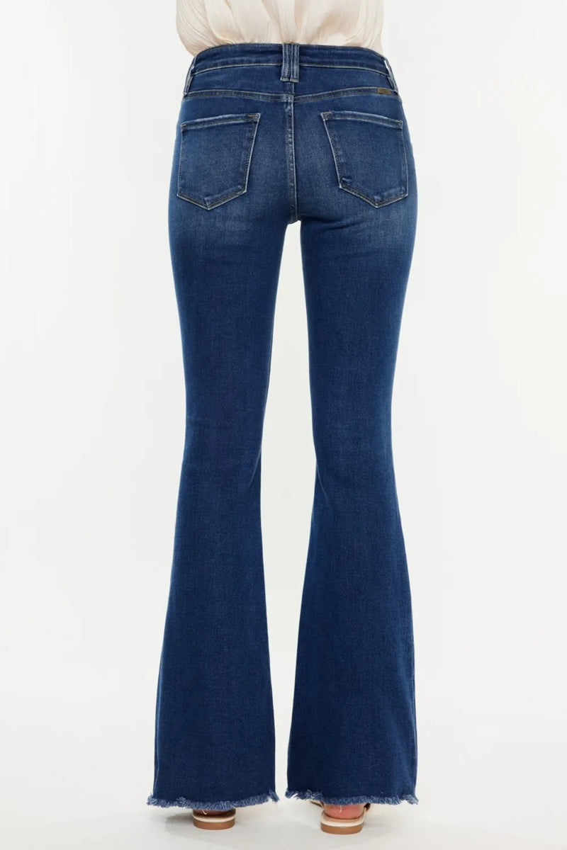 Kancan Cat's Whiskers Raw Hem Flare Jeans - Brittney MADE