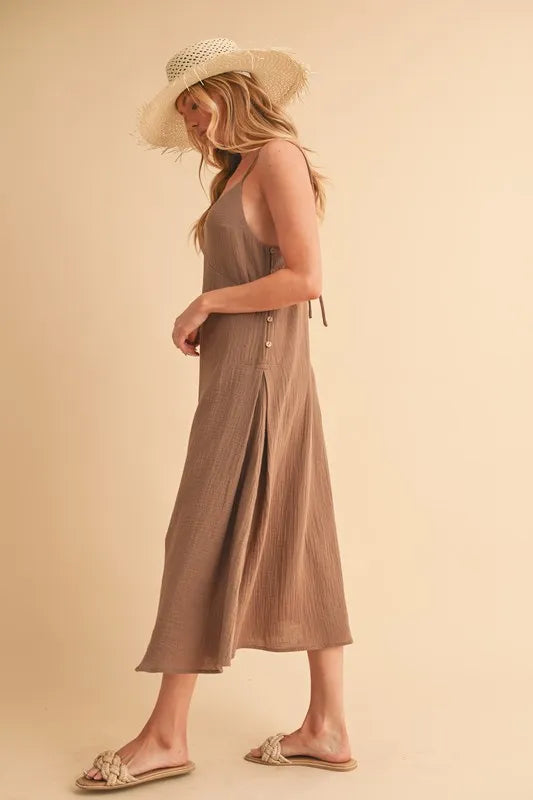 Aemi+Co Side Button Midi Cami Dress - Brittney MADE