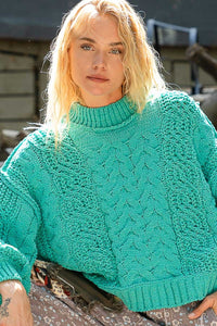 POL Mock Neck Cable Knit Sweater - Brittney MADE