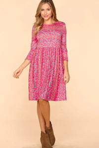 Haptics Round Neck Floral Dress with Pockets - Brittney MADE
