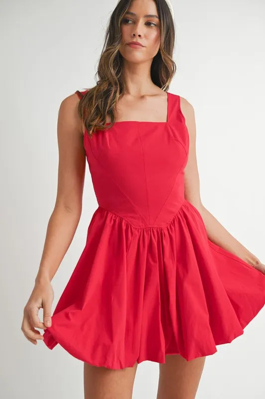 MABLE Poplin Square Neckline Bubble Mini Dress - Brittney MADE