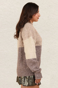 VERY J Color Block Mock Neck Drop Shoulder Sweater - Brittney MADE