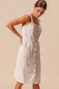 SO ME Button Down Pocket Front Pinafore Dress - Brittney MADE