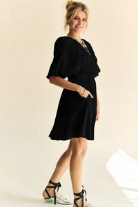 Davi & Dani Back Button Puff Sleeve Mini Dress - Brittney MADE