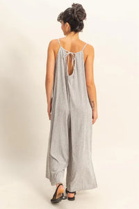 HYFVE Striped V-Neck Sleeveless Jumpsuit - Brittney MADE